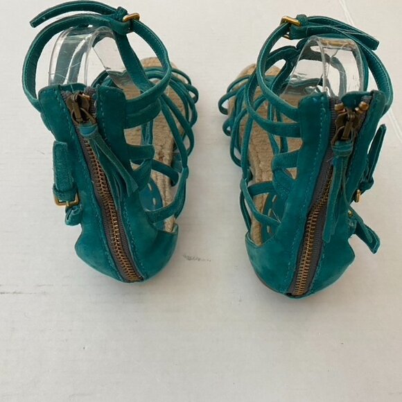 Miu Miu Green Suede Raffia Sole Sandals size 38 /AZI - Picture 3 of 8